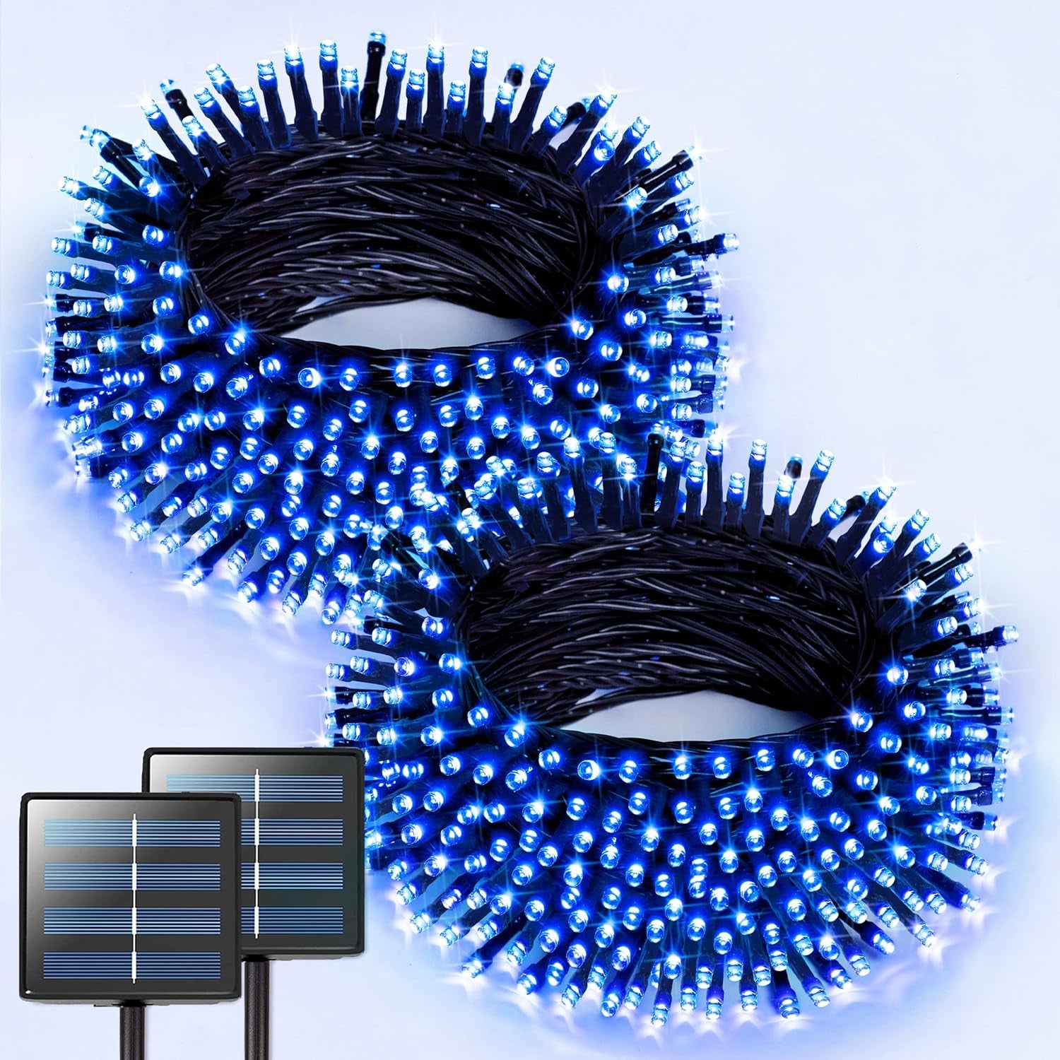 2 Pack Blue Solar Christmas Lights, Total 400 LED 151FT Solar String Lights Outdoor Waterproof, 8 Modes Blue Christmas String Light for outside Garden Party Patio Tree Decorations