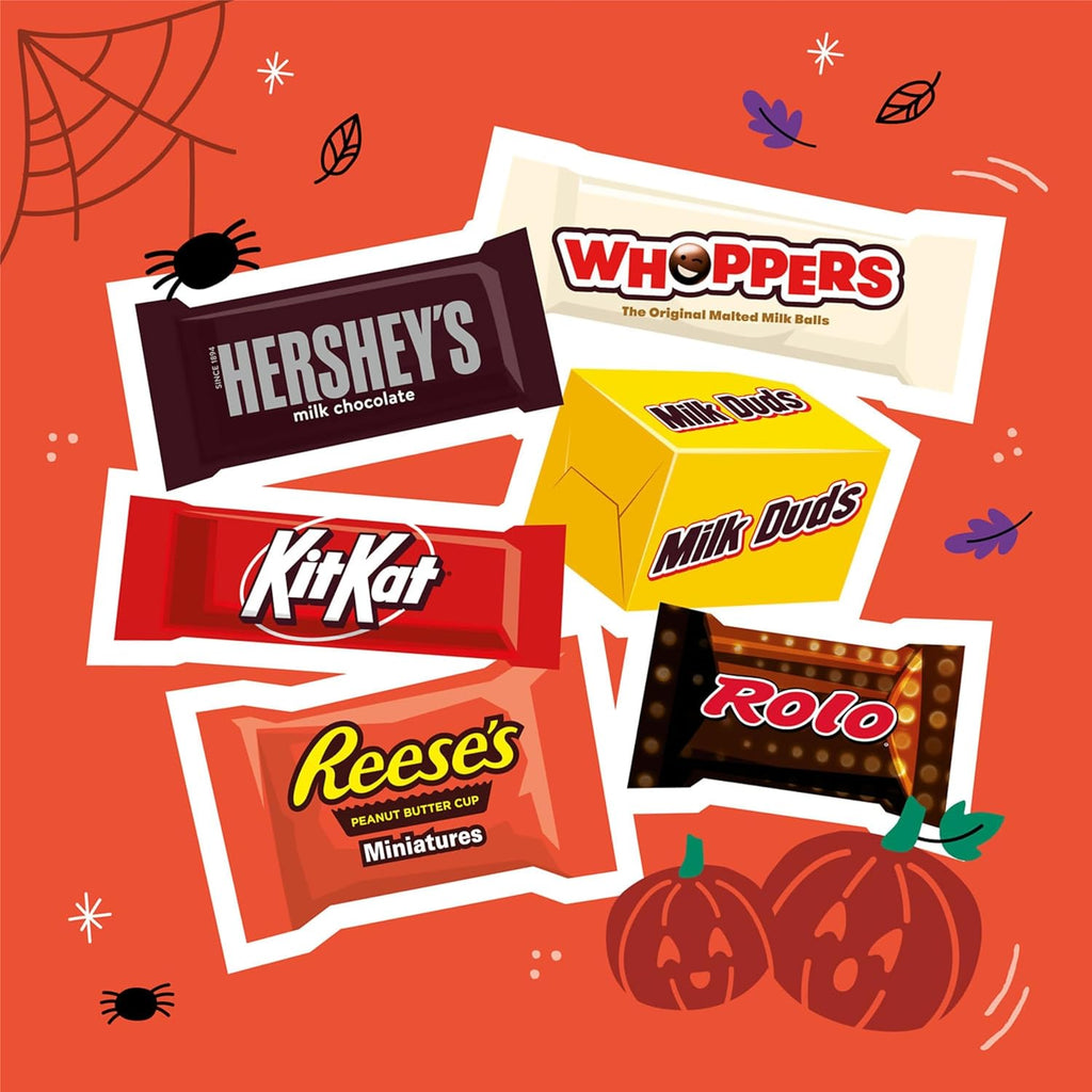 Hershey Miniatures Assorted Flavored, Halloween Candy Bulk Bag, 78.24 Oz (275 Pieces)