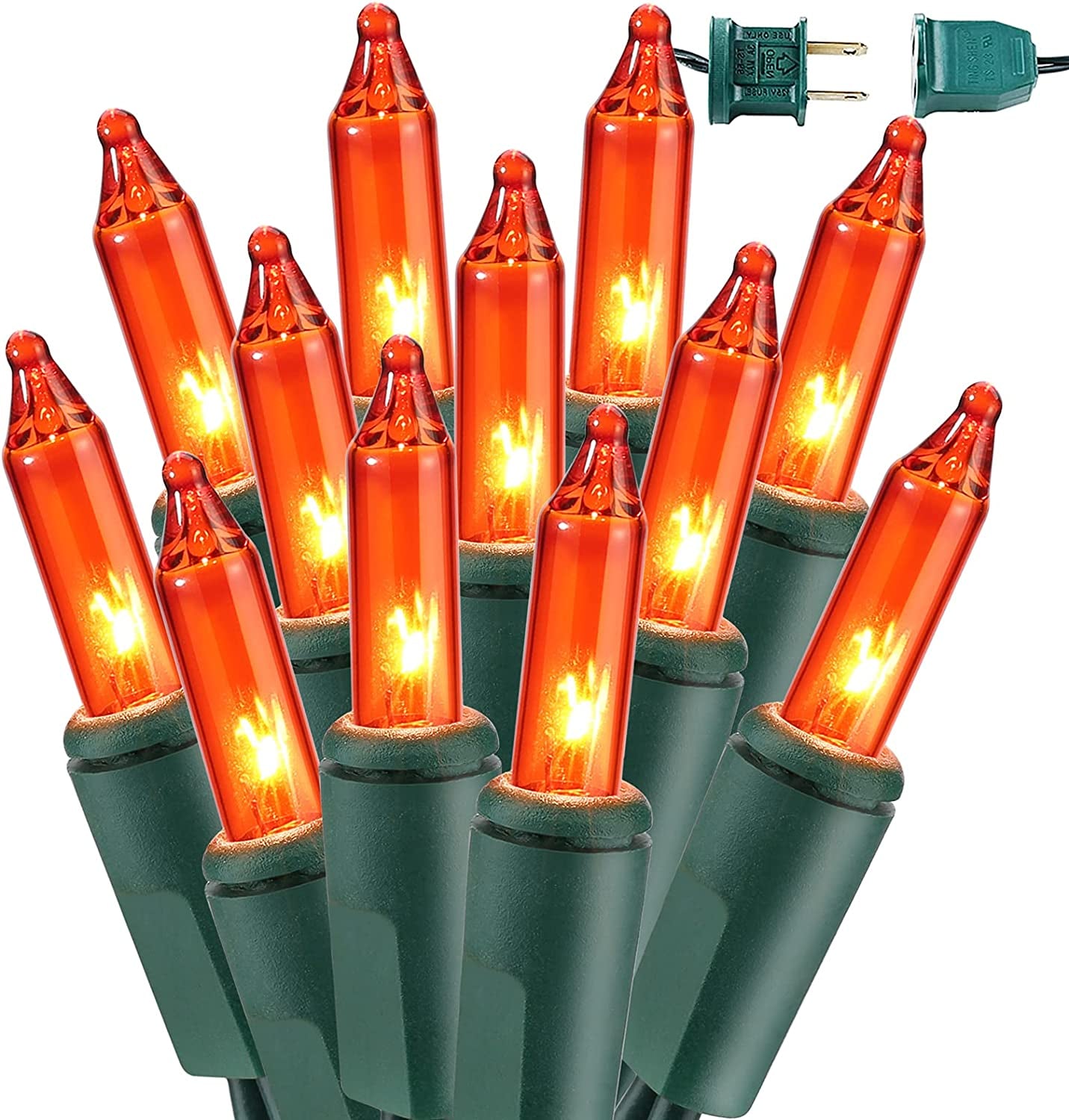 Orange Halloween Lights, 69.6FT 300 Count Halloween String Lights Linkable, UL Certified Orange Light String, Mini Incandescent Light Set for Indoor Outdoor Christmas Fall Thanksgiving Tree