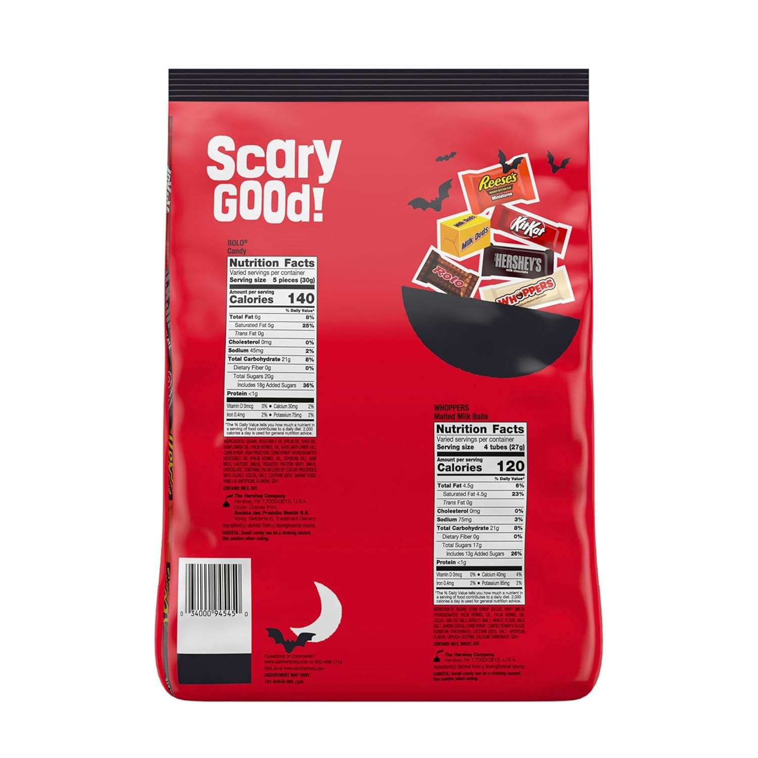 Hershey Miniatures Assorted Flavored, Halloween Candy Bulk Bag, 78.24 Oz (275 Pieces)