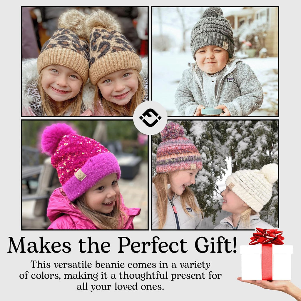 Cozy Toddler Cable Knit Pom Beanie - Warm Winter Hat for Kids