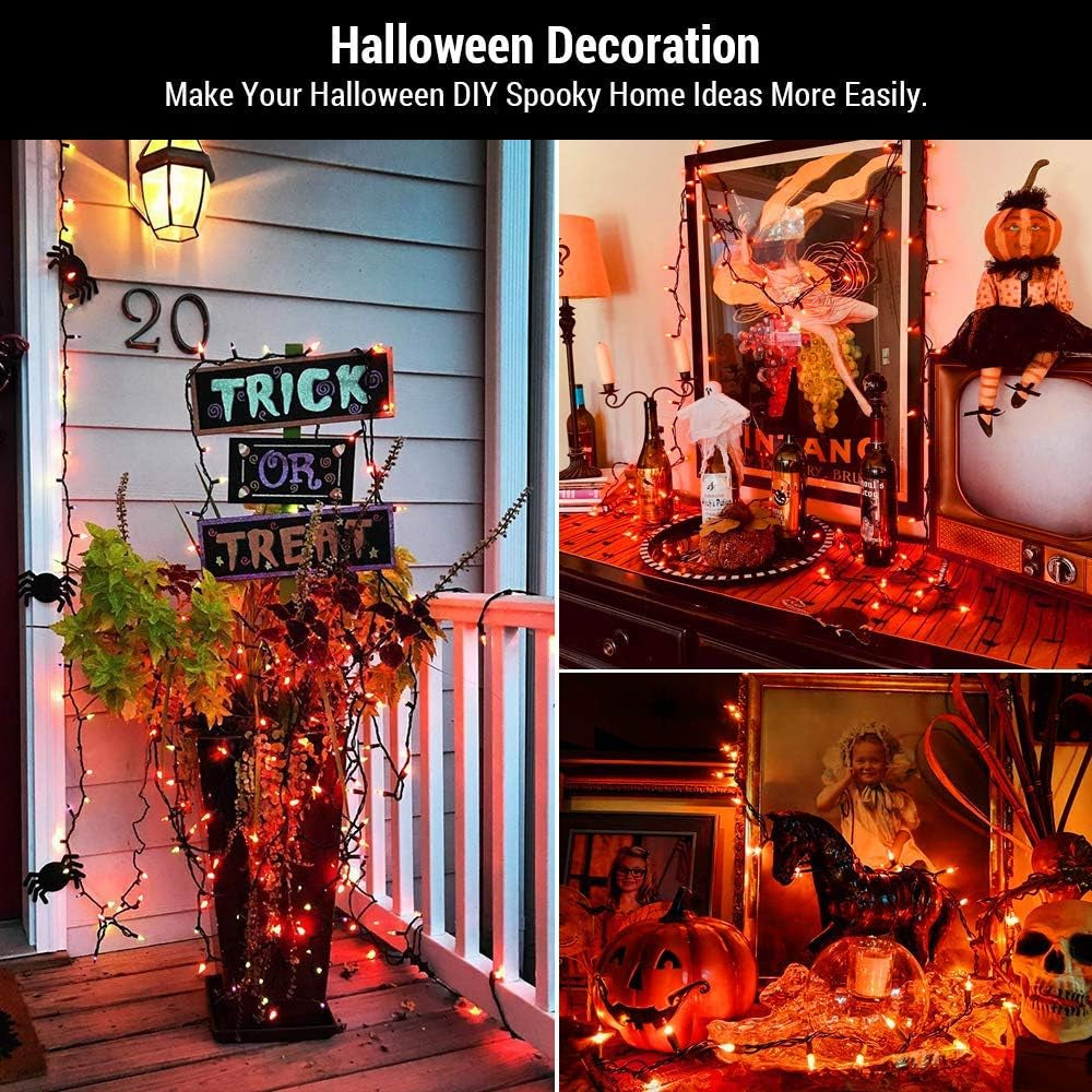Orange Halloween Lights, 69.6FT 300 Count Halloween String Lights Linkable, UL Certified Orange Light String, Mini Incandescent Light Set for Indoor Outdoor Christmas Fall Thanksgiving Tree