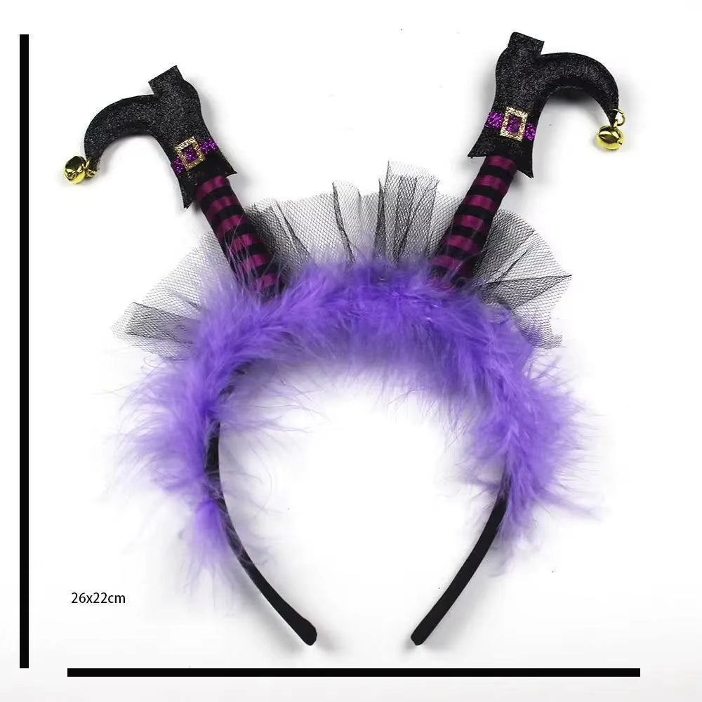 Witch Foot Halloween Headbands for Women Funny Horror Hairband Prank Hair Hoop Scary Headwear Cosplay Props Party Accessories