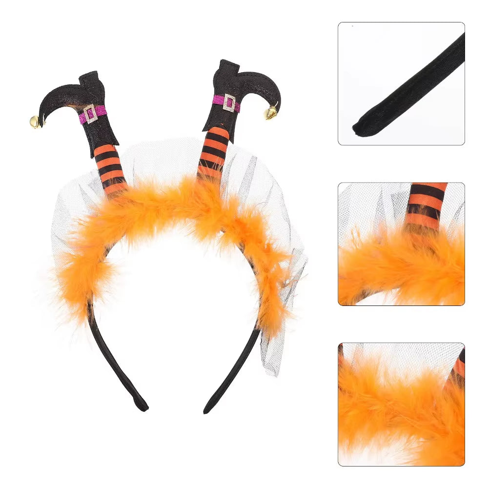 Witch Foot Halloween Headbands for Women Funny Horror Hairband Prank Hair Hoop Scary Headwear Cosplay Props Party Accessories