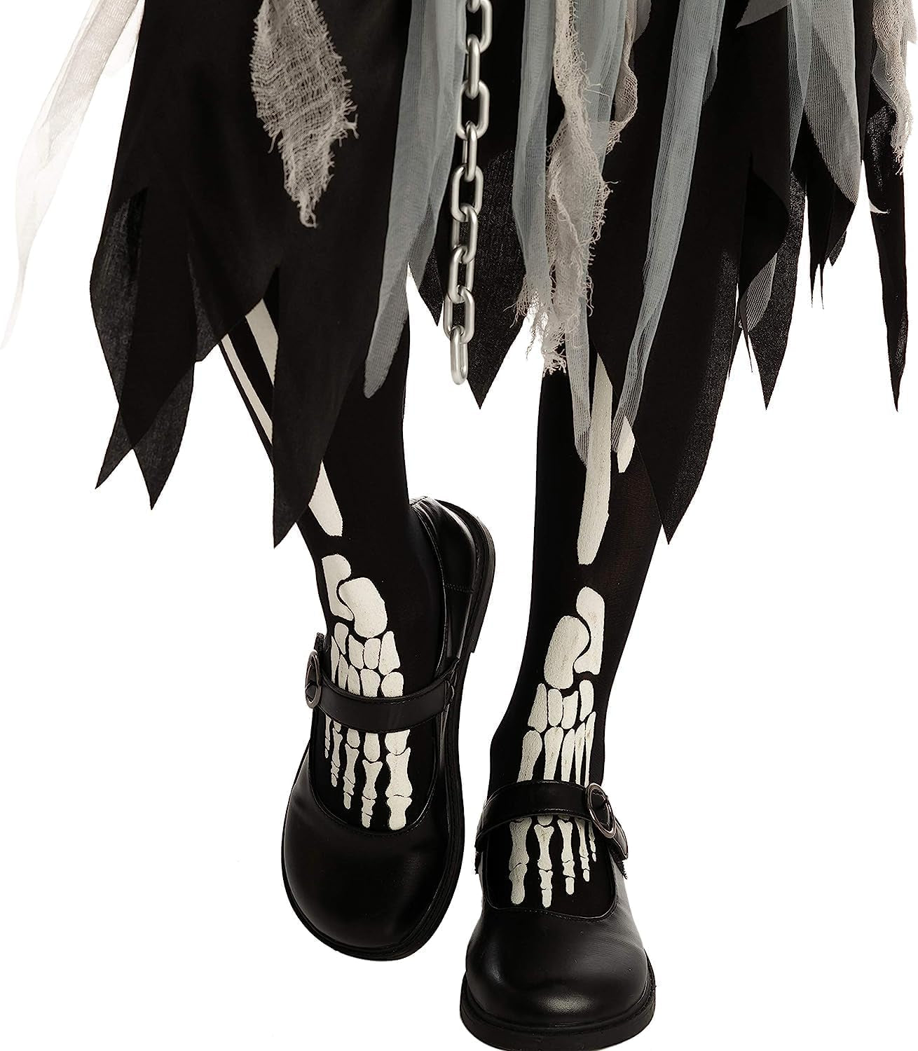 Girl Grim Reaper Costume with Gloves and Tights Glow in the Dark, Scary Halloween Costume