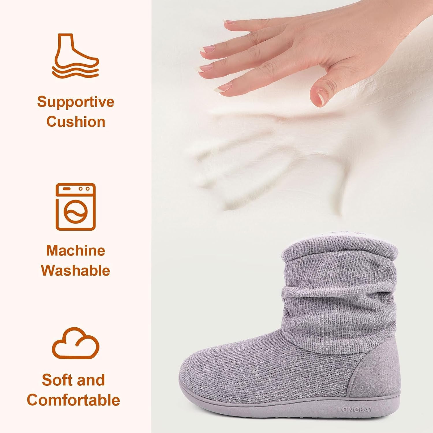 Women'S Chenille Knit Bootie Slippers Cute Warm Plush Fleece Memory Foam House Shoes Indoor Outdoor