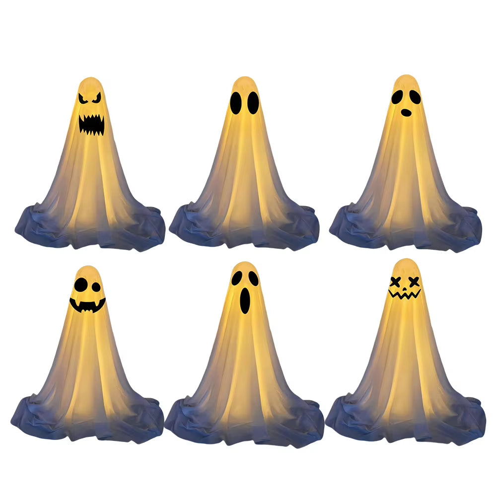 33.5Inch Halloween Ghost Light Halloween Light up Spooky Ghost Scary White Ghost Standing Decoration Halloween Party Decoration