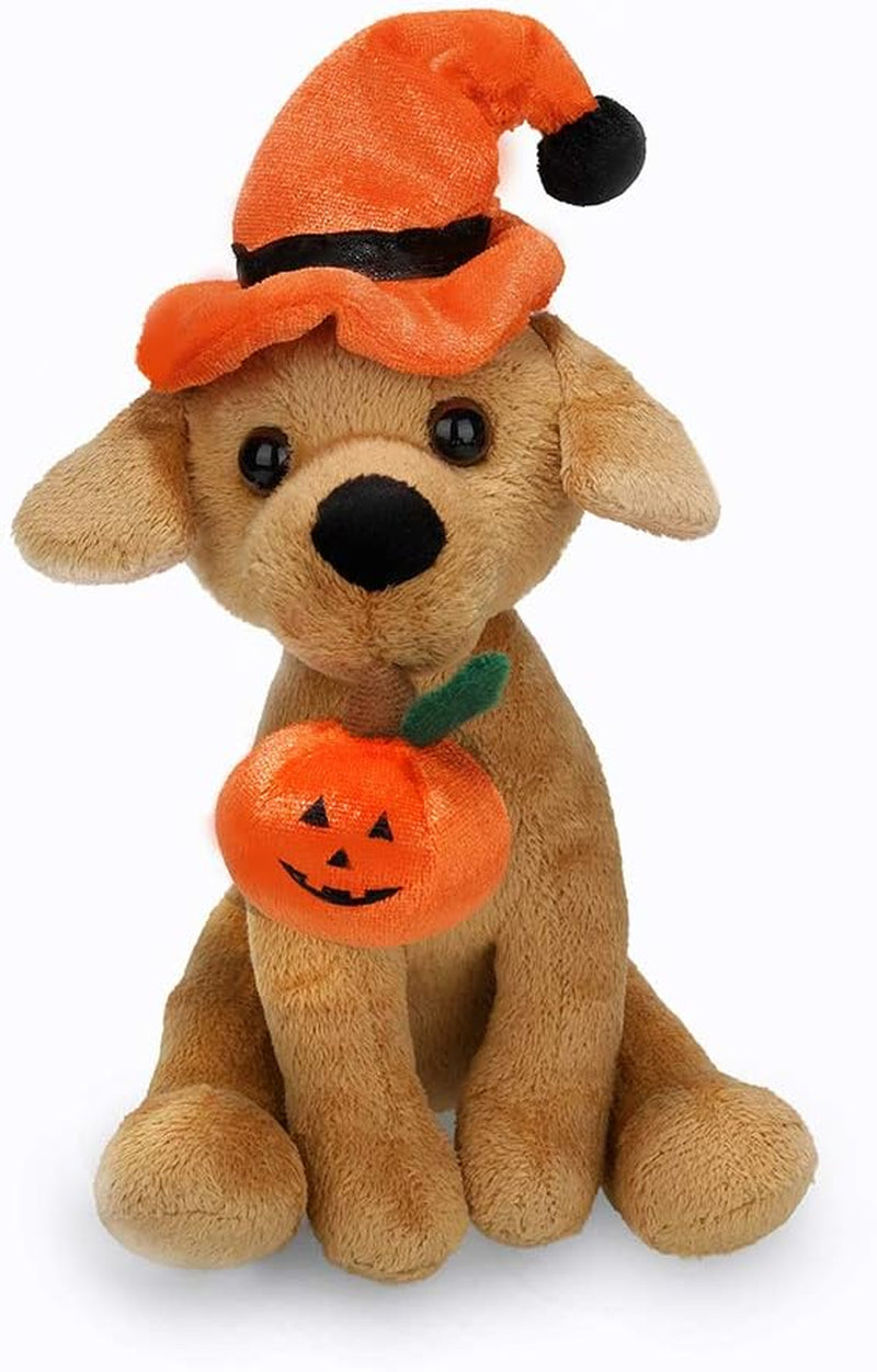 Halloween Pawpals 8 Inches Puppy Dog Plush Stuffed Toy Comes with Hat and Halloween Jack O Lantern - Pumpkin for Kids on This Holiday (Labrador)