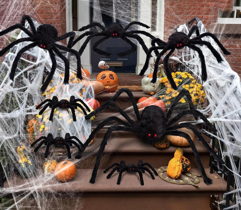 Halloween Spider Decorations, 7 Pack Scary Spider Props Cobwebs Halloween Outdoor Indoor Party Yard Decor