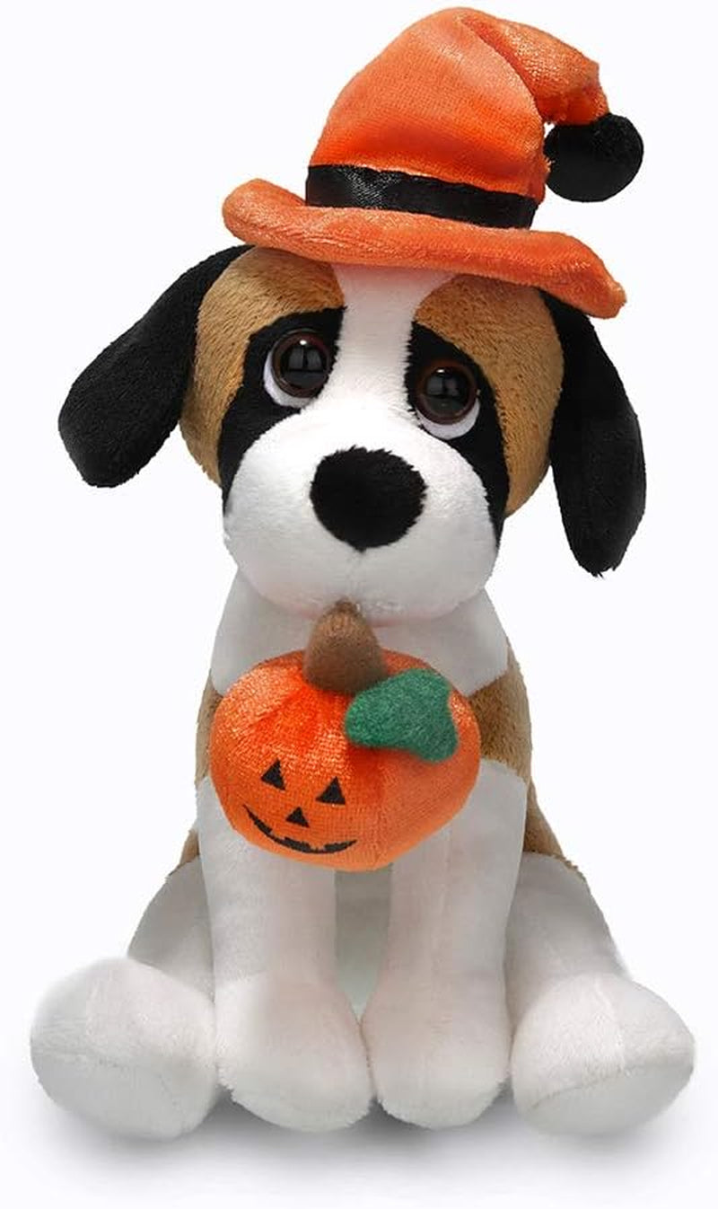 Halloween Pawpals 8 Inches Puppy Dog Plush Stuffed Toy Comes with Hat and Halloween Jack O Lantern - Pumpkin for Kids on This Holiday (Beagle)