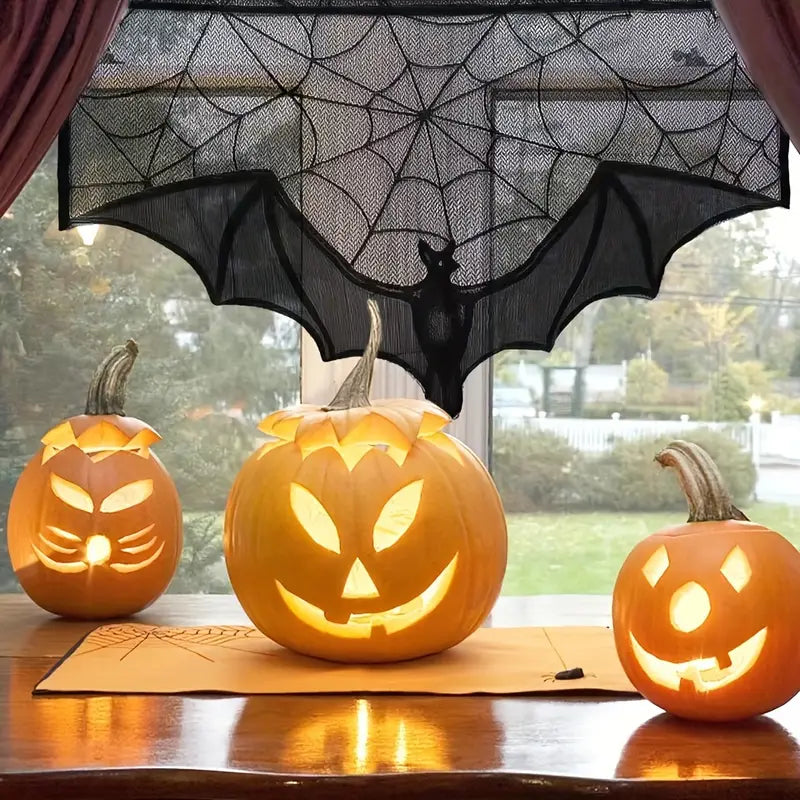 SpookyWeb™ Halloween Lace Curtain & Table Cover