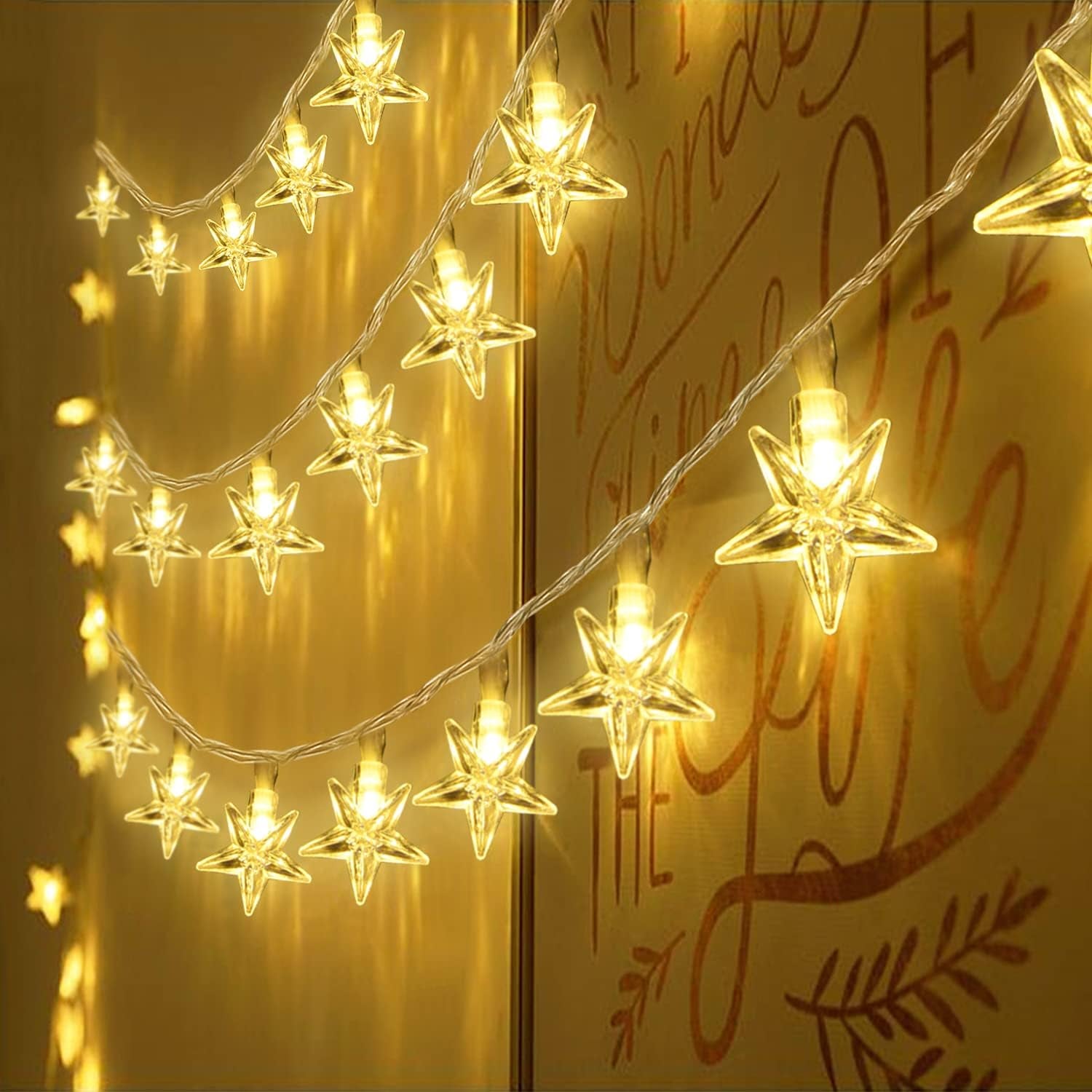 Warm White Christmas Lights, 33Ft 100 LED Star String Lights