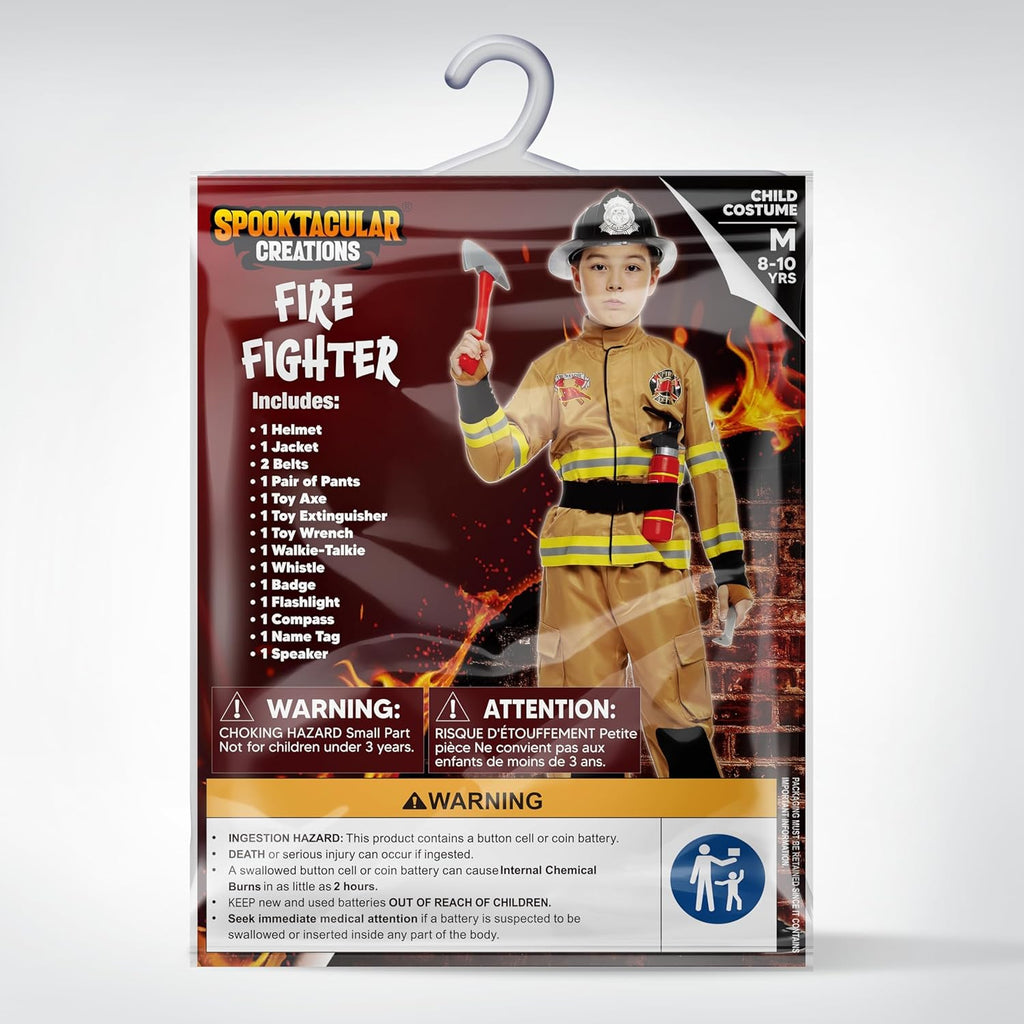 Halloween Firefighter Costume for Kids, Boys Fireman Costume Set, Firefighter Accessories for Cosplay