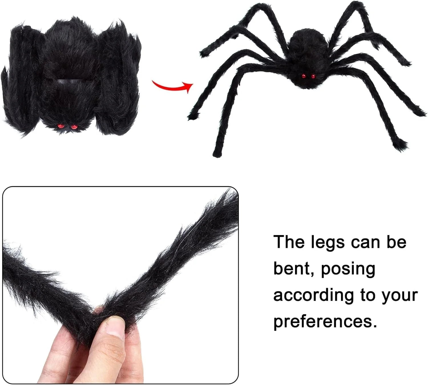 Halloween Spider Decorations, 7 Pack Scary Spider Props Cobwebs Halloween Outdoor Indoor Party Yard Decor