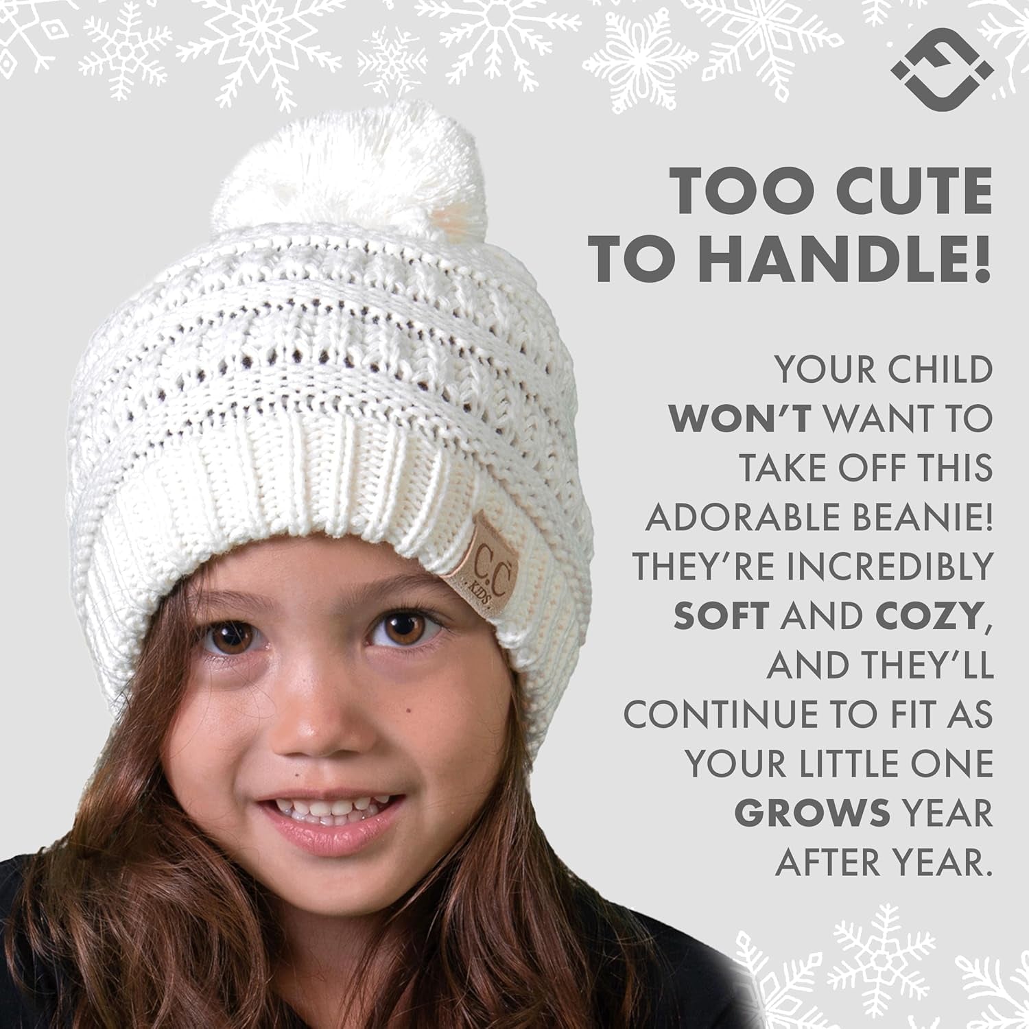 Cozy Toddler Cable Knit Pom Beanie - Warm Winter Hat for Kids