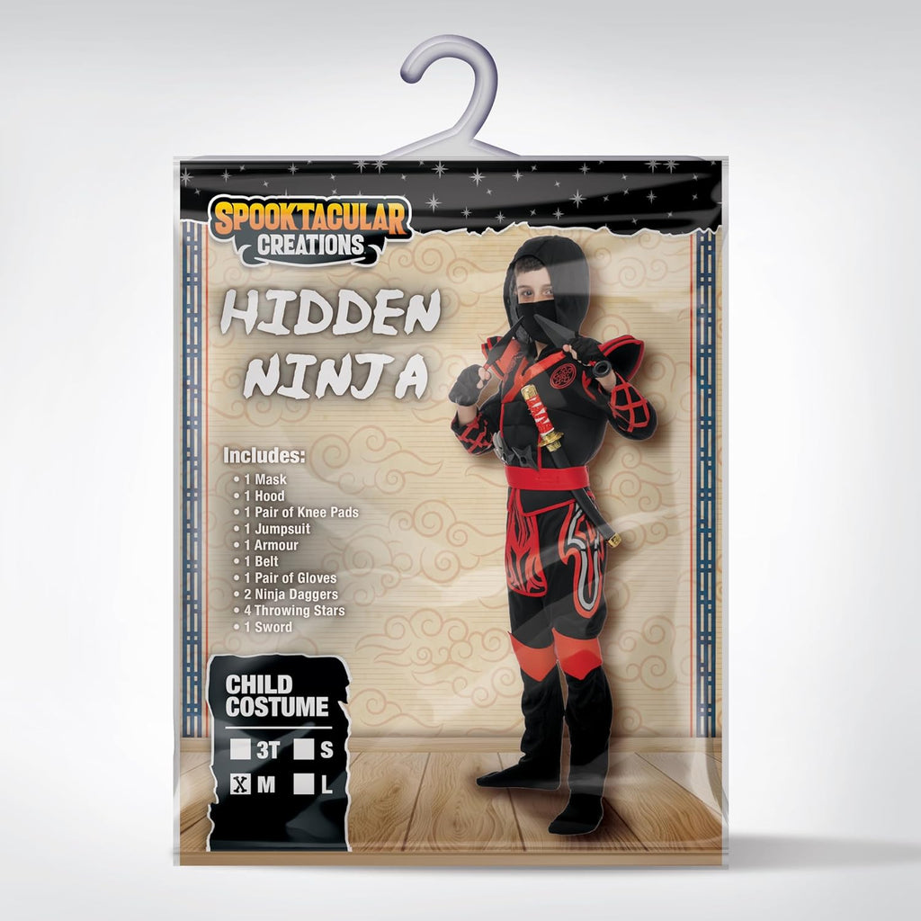 Red Ninja Costume for Kids, Boys Halloween Dress up Party, Ninja Role Playing