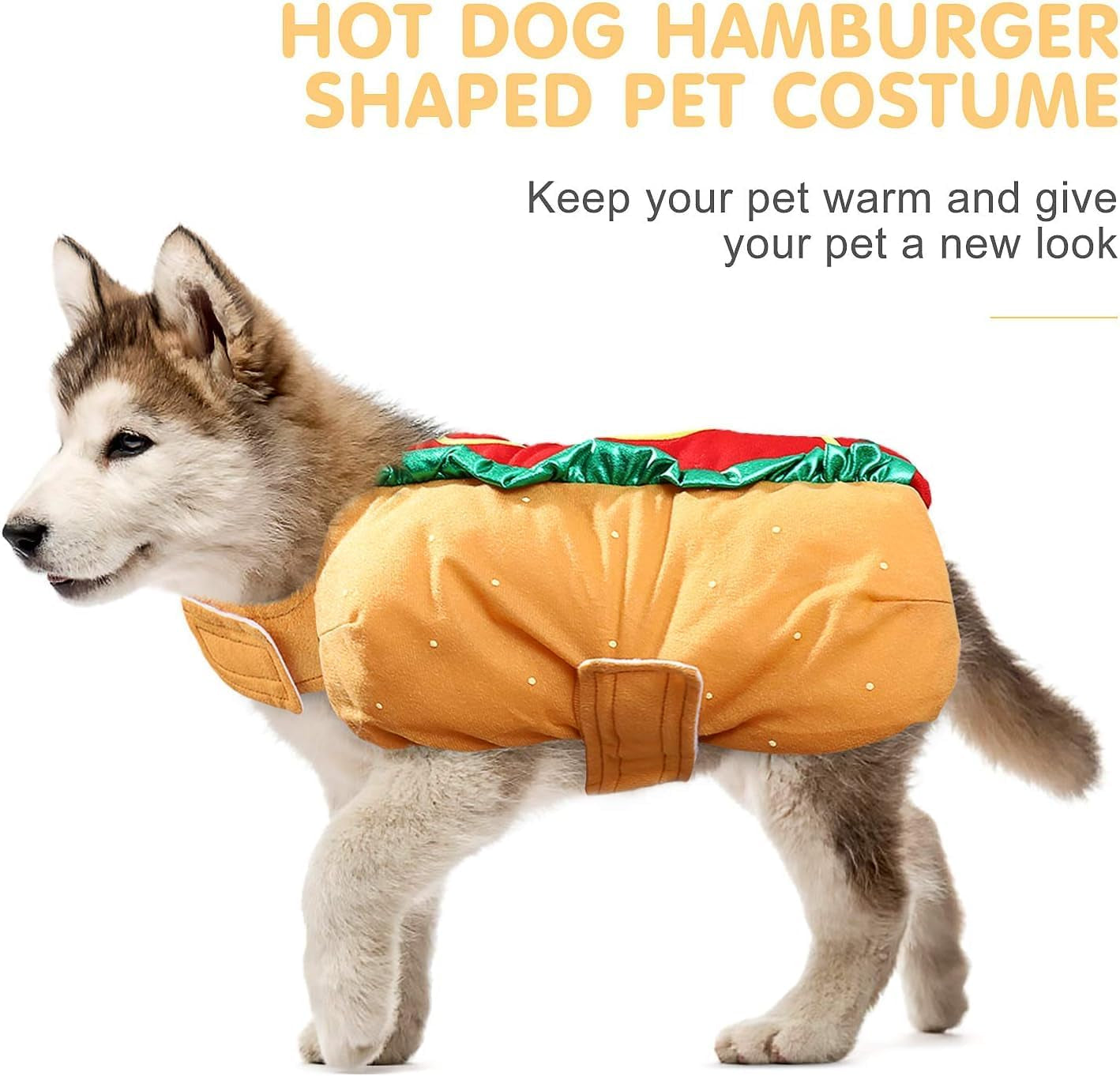 Hot Dog Design Pet Costume, Funny Warm Hoodie for Dogs and Cats, Halloween Christmas Apparel Cosplay for Puppies and Kitten - Size XXS