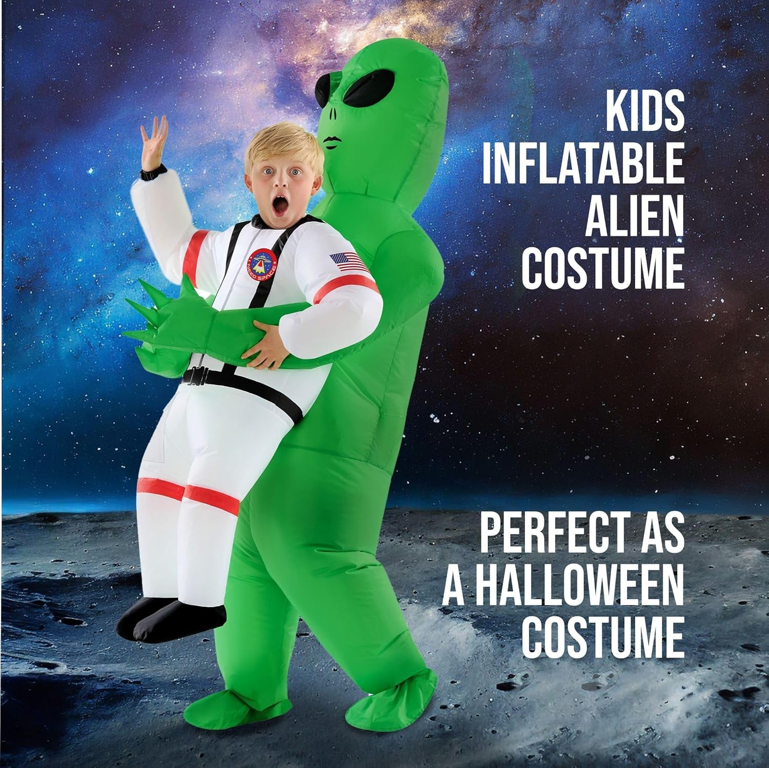 Kids Astronaut Inflatable Alien Costume, Blow up Alien Outfit, Boys Halloween Costume, Halloween Costumes for Kids