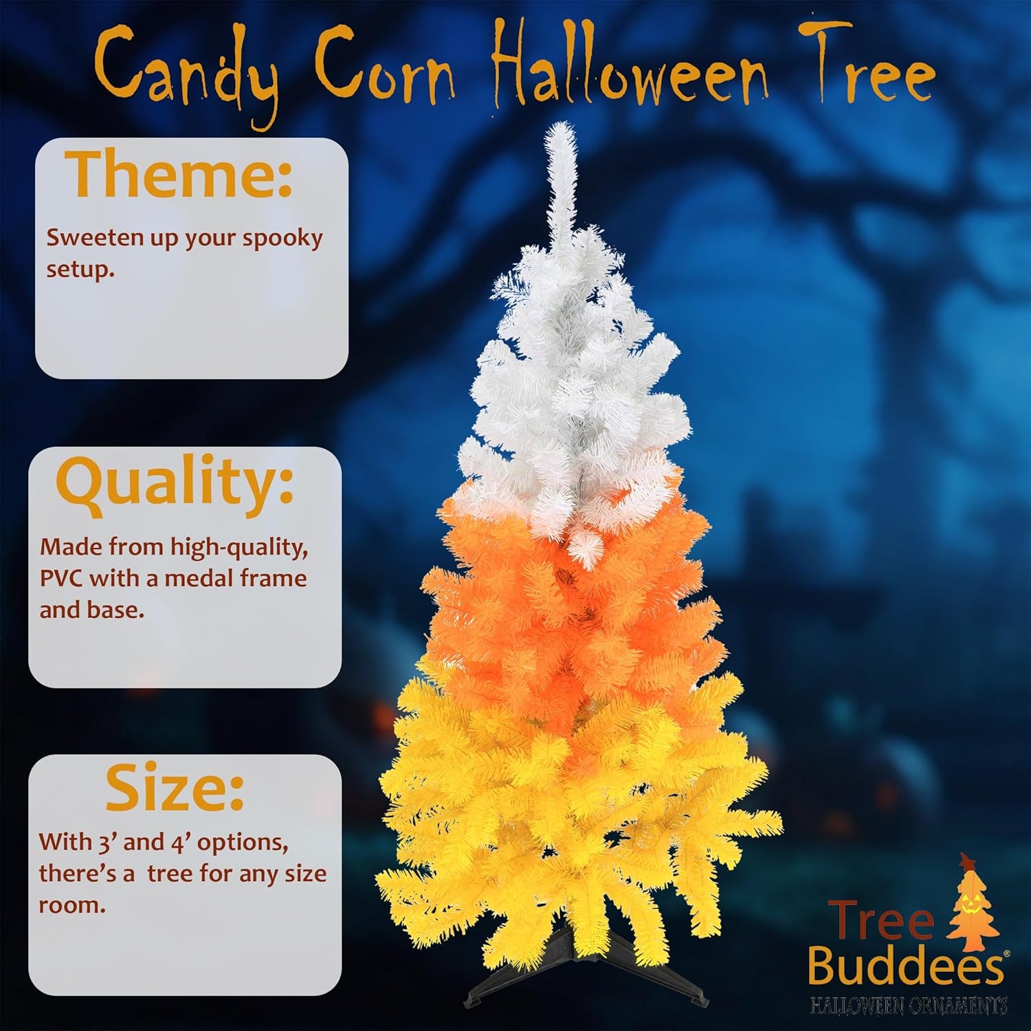 White Orange and Yellow Candy Corn Halloween Tree (3 Foot)