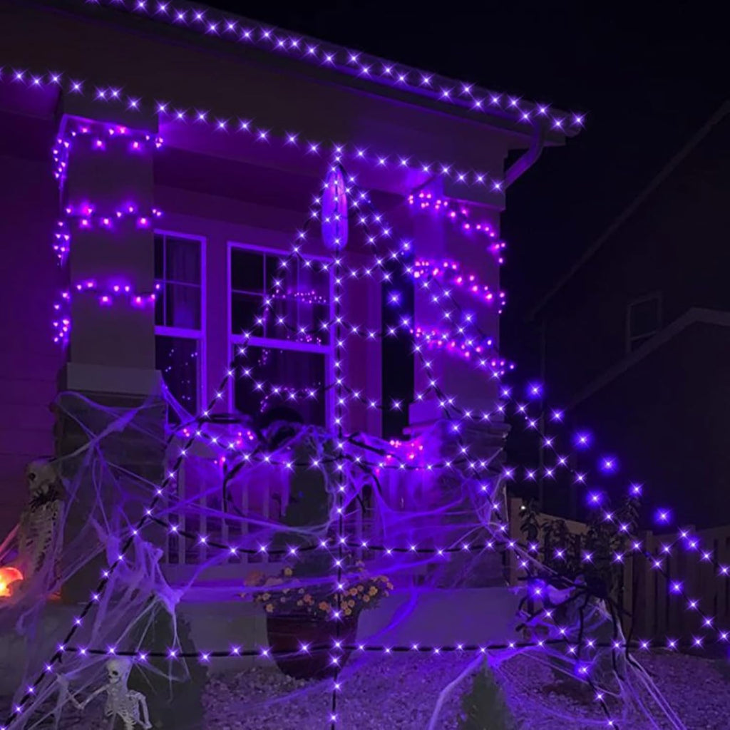 66Ft 200 LED Purple Halloween Lights Outdoor Waterproof, Green Wire Christmas String Lights Indoor, 8 Modes Twinkle Tree Lights Plug in with Timer Memory