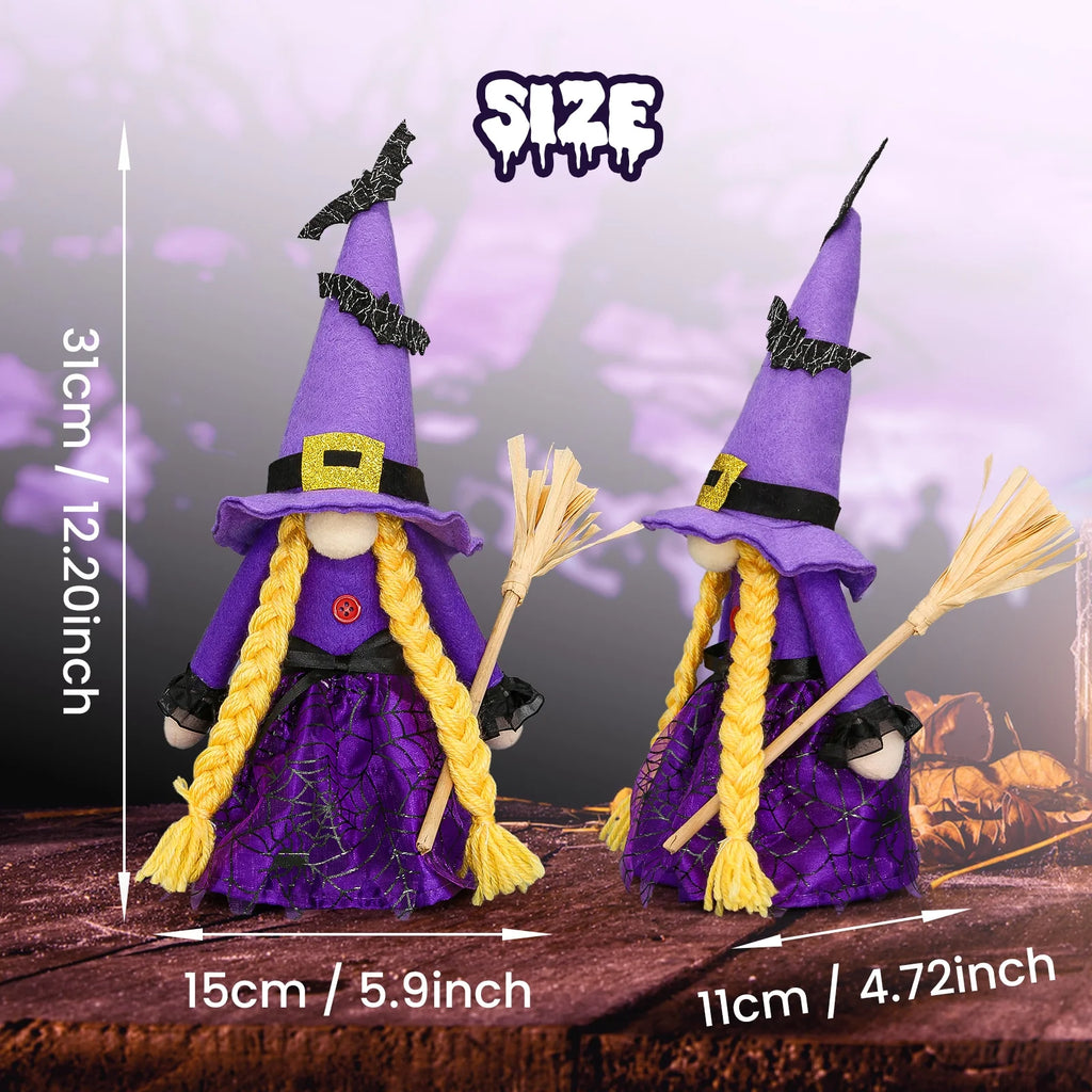 Hocus Pocus Halloween Gnomes Plush Decoration 3 Pcs Handmade Halloween Witches Swedish Scandinavian Tomte Elf Gnomes for Halloween Home Table Tiered Tray Decor