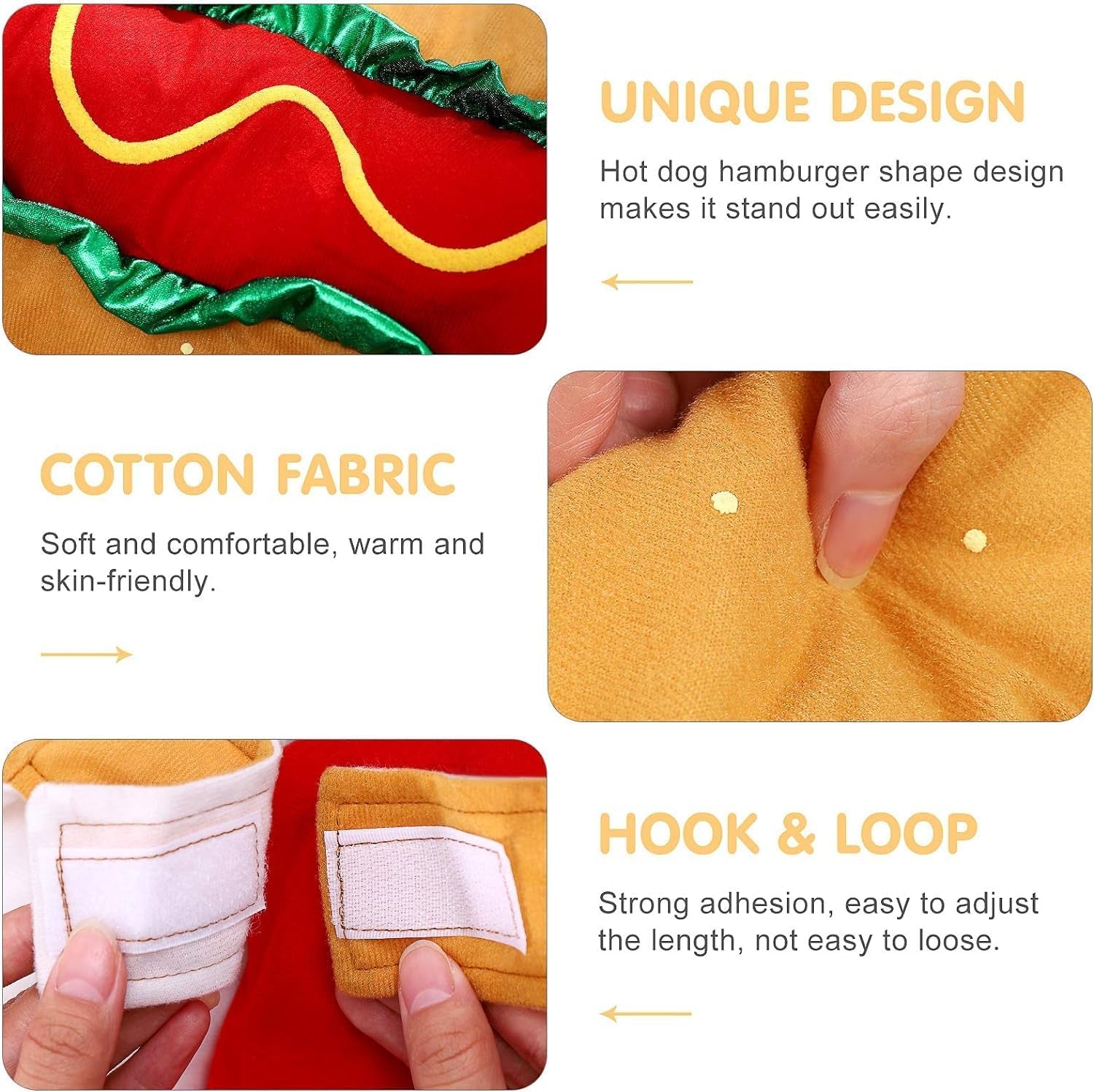 Hot Dog Design Pet Costume, Funny Warm Hoodie for Dogs and Cats, Halloween Christmas Apparel Cosplay for Puppies and Kitten - Size XXS