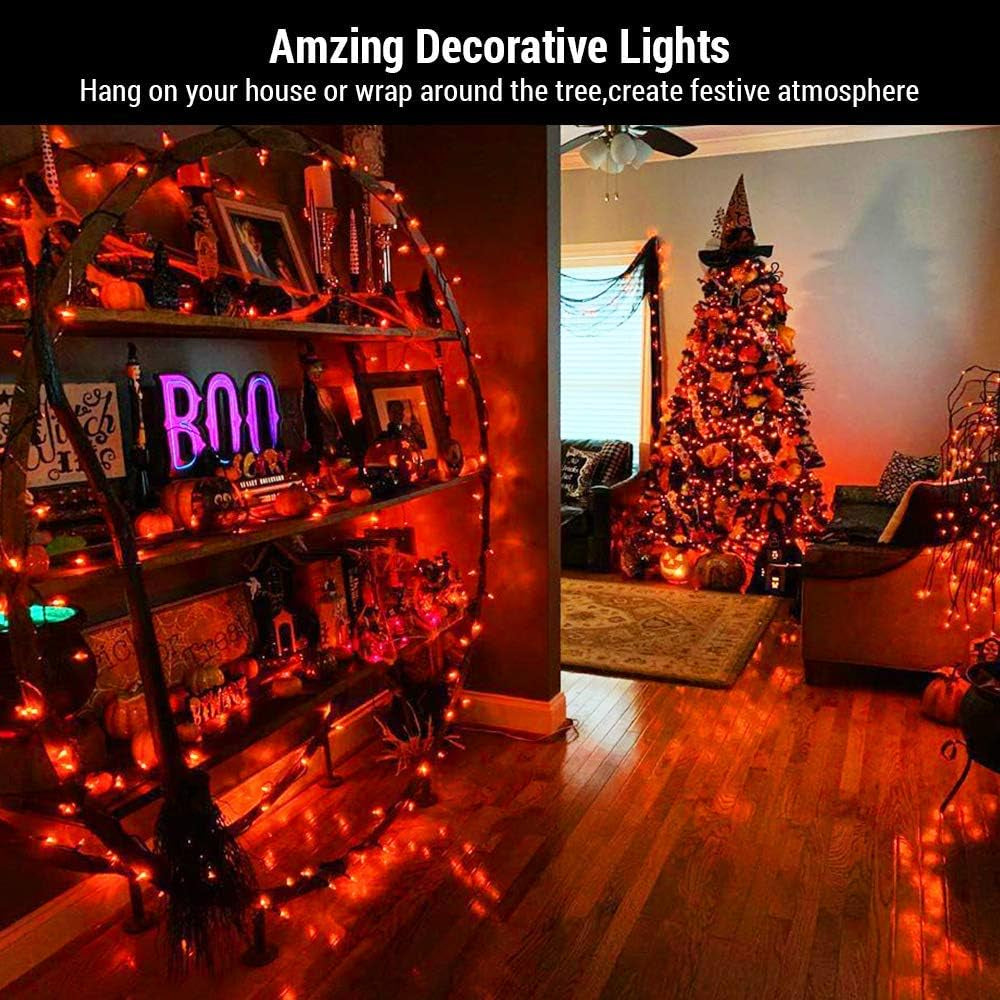 Orange Halloween Lights, 69.6FT 300 Count Halloween String Lights Linkable, UL Certified Orange Light String, Mini Incandescent Light Set for Indoor Outdoor Christmas Fall Thanksgiving Tree