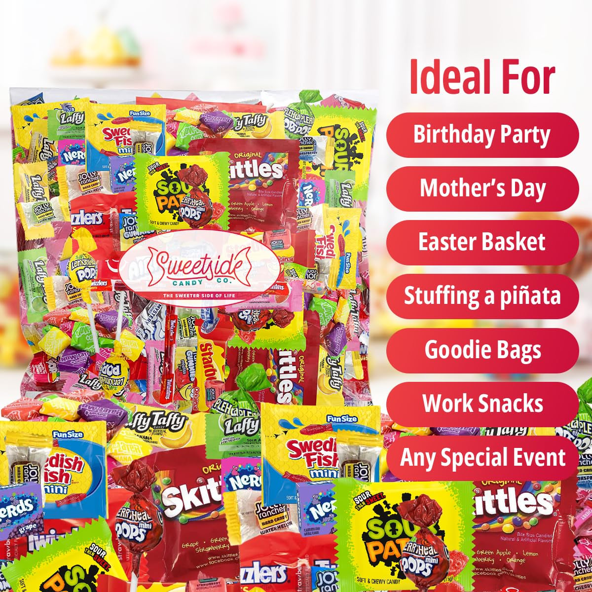 Bulk Halloween Candy Mix - 6Lb of Individually Wrapped Party Variety, Favorite Sweets Giant Bag Assorted Classic for Pinata Filler, Goodie Bag Fun Size