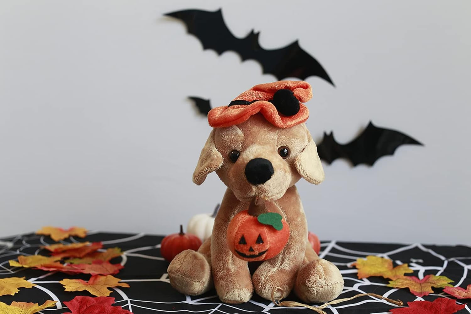 Halloween Pawpals 8 Inches Puppy Dog Plush Stuffed Toy Comes with Hat and Halloween Jack O Lantern - Pumpkin for Kids on This Holiday (Labrador)