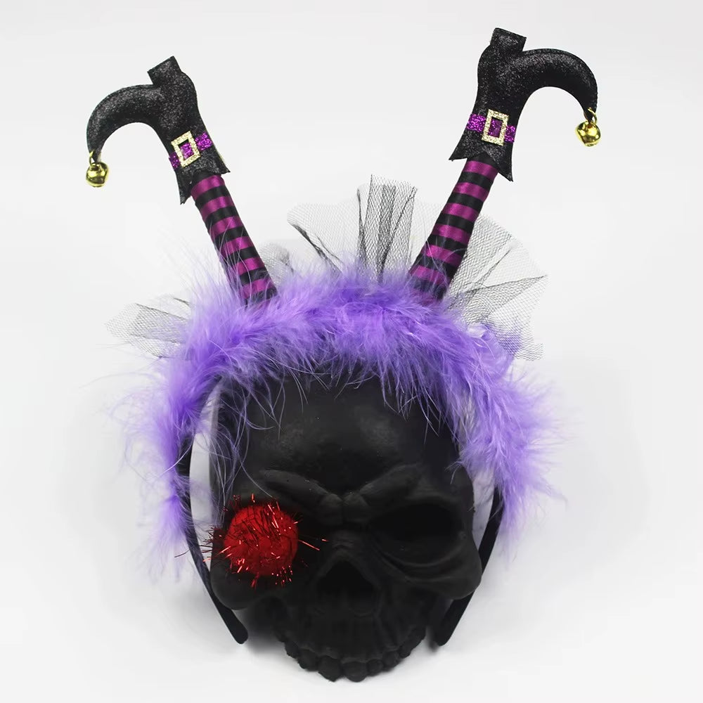 Witch Foot Halloween Headbands for Women Funny Horror Hairband Prank Hair Hoop Scary Headwear Cosplay Props Party Accessories