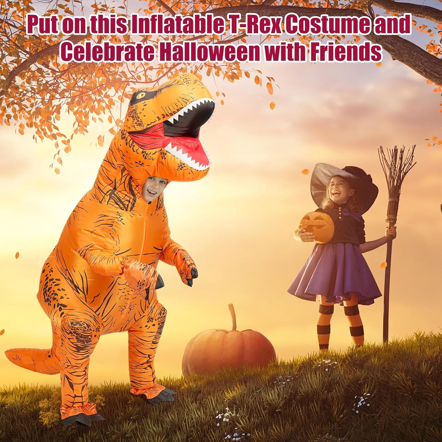 Inflatable Dinosaur Costume Adult&Kid, Blow up Trex Costume Inflatable Costume for Halloween Themed Party Cosplay