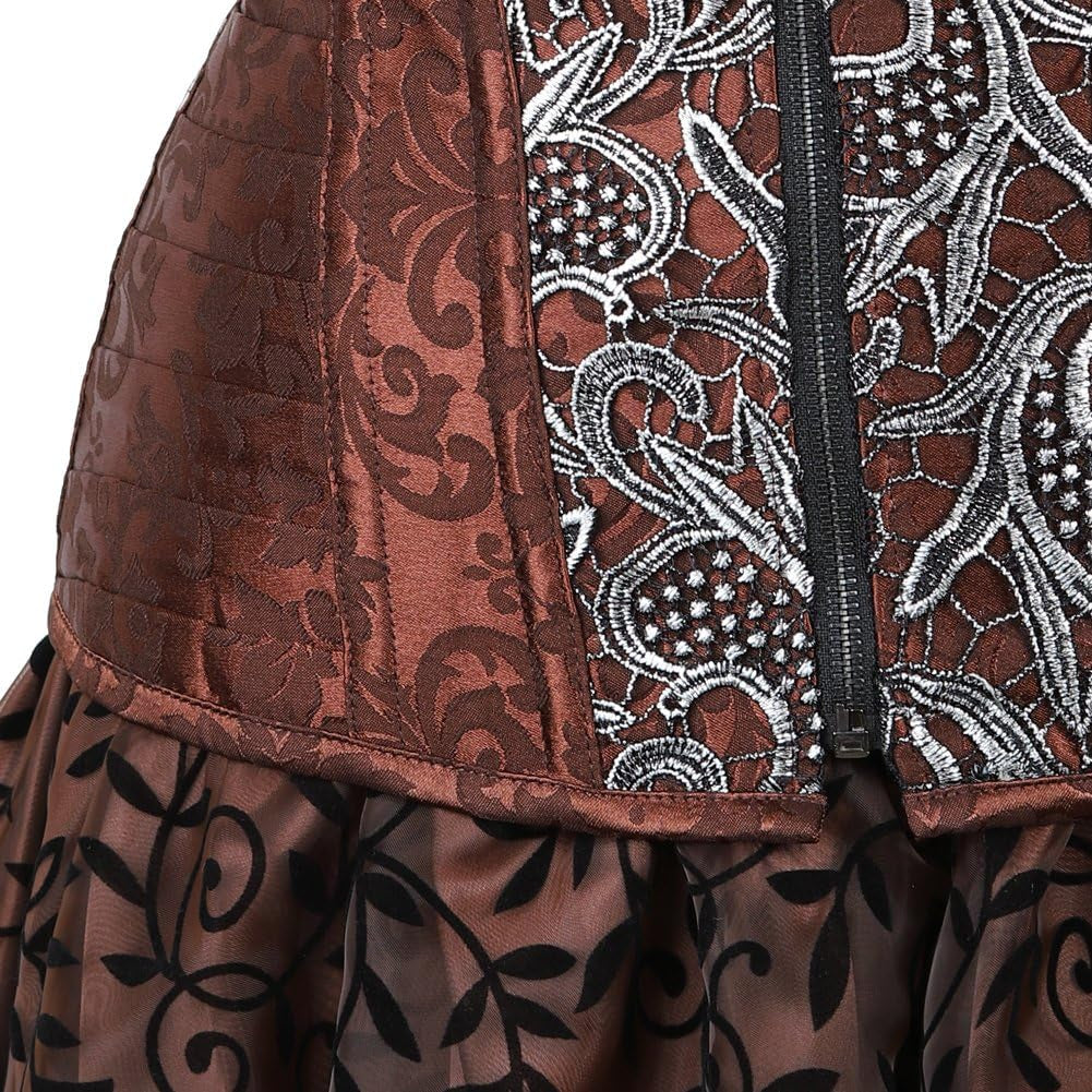 Steampunk Corset Dresses for Women Steam Punk Gothic Overbust Corset and Skirt Set Halloween Costumes