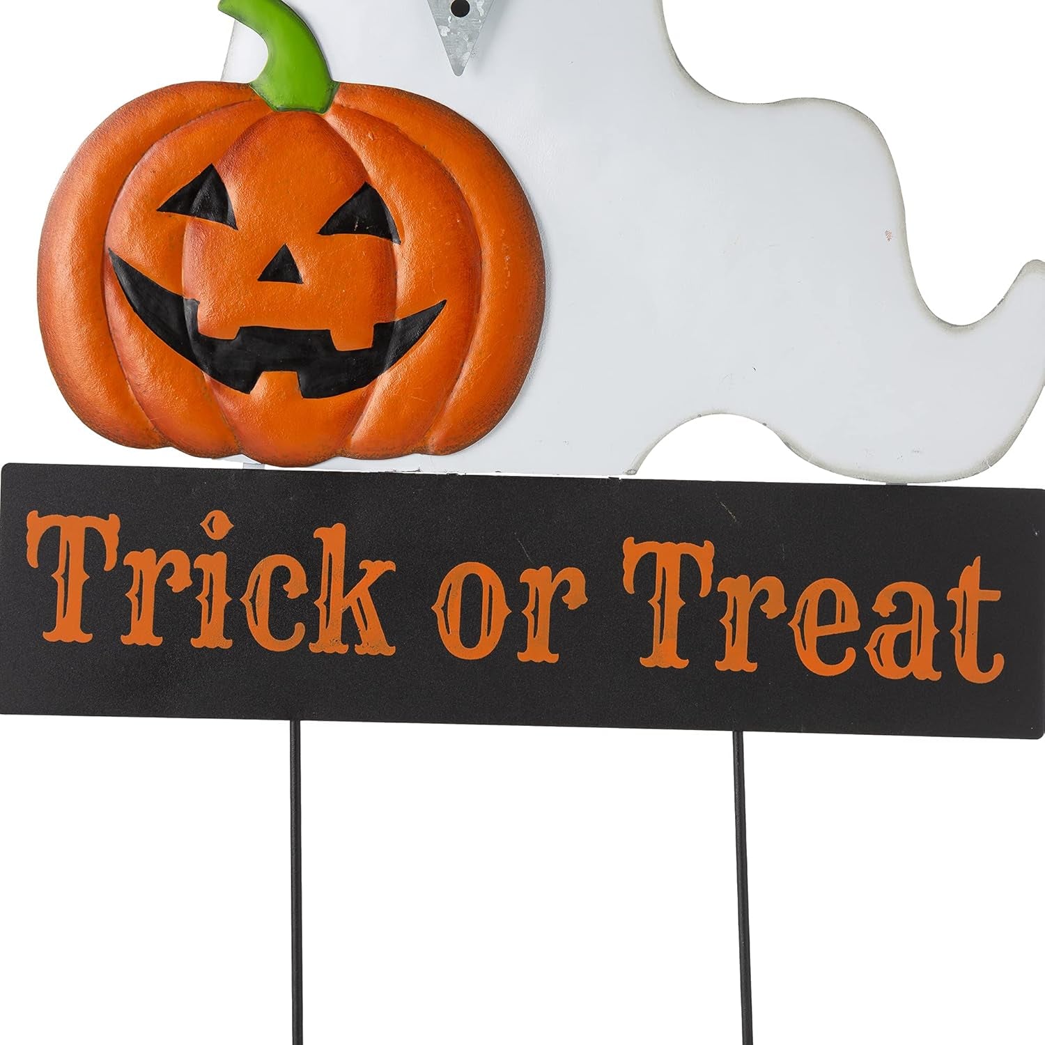 32" H Lighted Metal Ghost Yard Stake, Halloween Yard Sign for Home Decorative