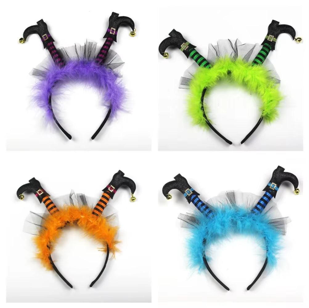 Witch Foot Halloween Headbands for Women Funny Horror Hairband Prank Hair Hoop Scary Headwear Cosplay Props Party Accessories