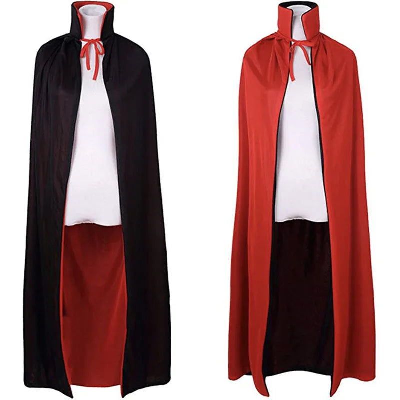 Anime Vampire Cloak Kids Stand-Up Collar Cape Black Red Vampire Capes Cosplay Halloween Carnival Party for Boys Girl Clothes