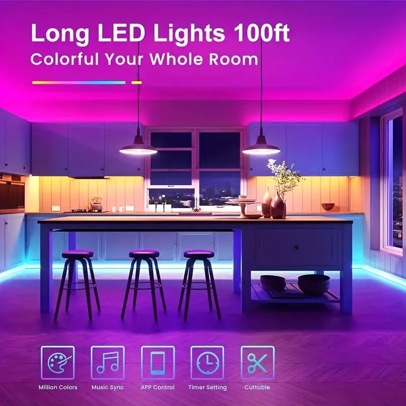GlowMaxx™ Ultra-Long RGB LED Strip Lights (Up to 300ft)