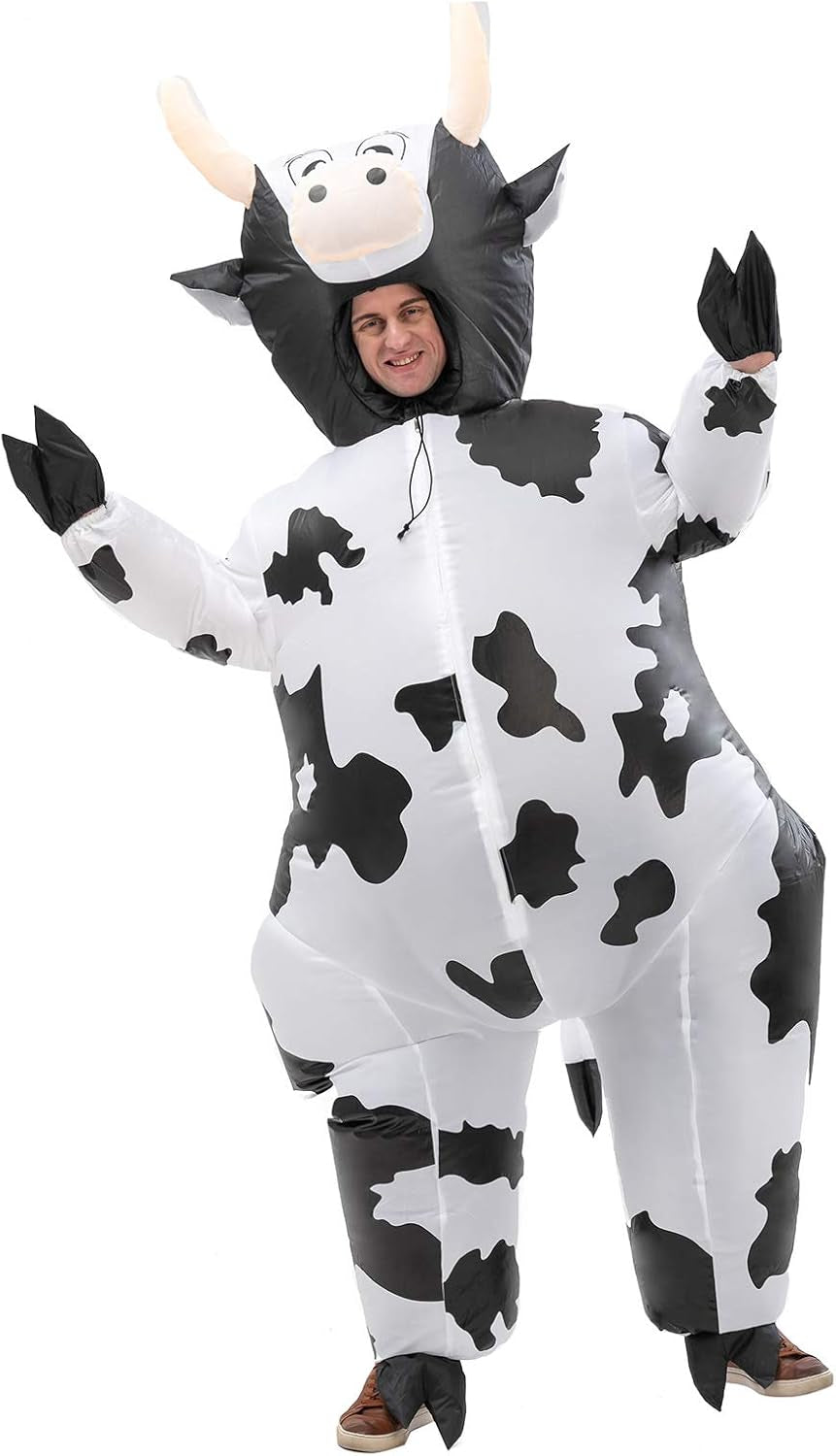 Inflatable Costume Cow Game Adult Funny Blow up Suit Halloween Cosplay Party