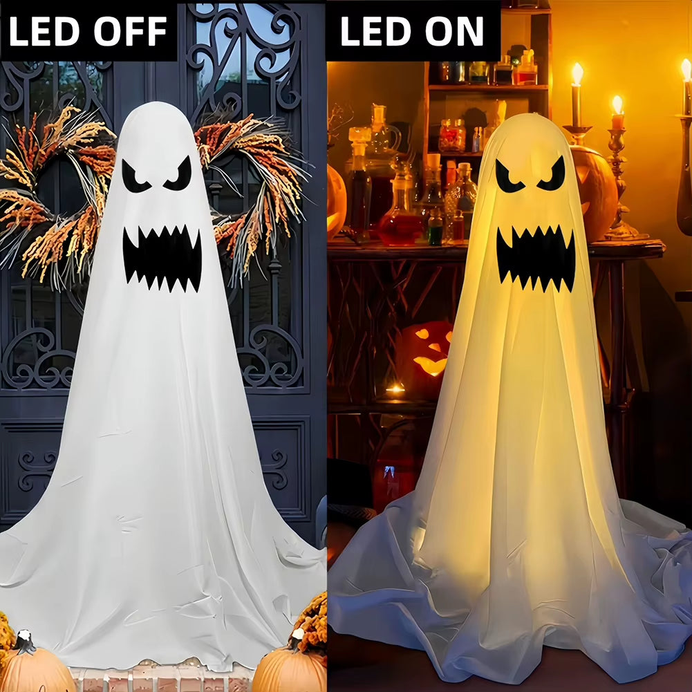 33.5Inch Halloween Ghost Light Halloween Light up Spooky Ghost Scary White Ghost Standing Decoration Halloween Party Decoration