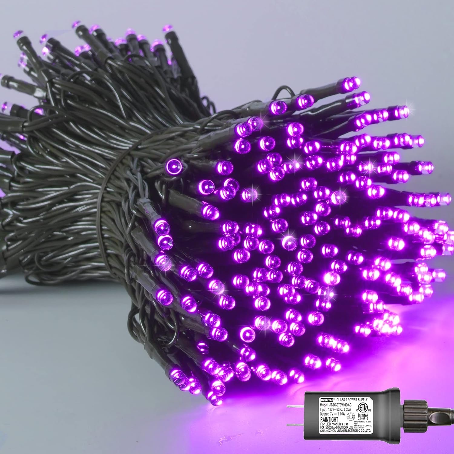 66Ft 200 LED Purple Halloween Lights Outdoor Waterproof, Green Wire Christmas String Lights Indoor, 8 Modes Twinkle Tree Lights Plug in with Timer Memory