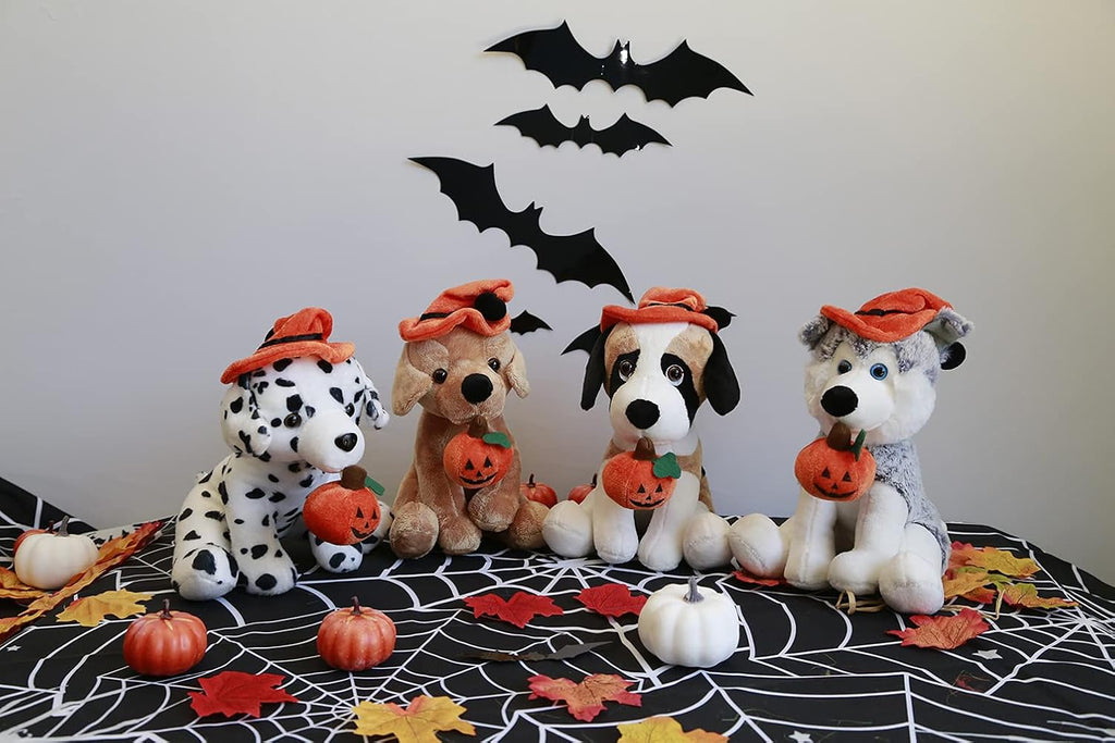 Halloween Pawpals 8 Inches Puppy Dog Plush Stuffed Toy Comes with Hat and Halloween Jack O Lantern - Pumpkin for Kids on This Holiday (Beagle)