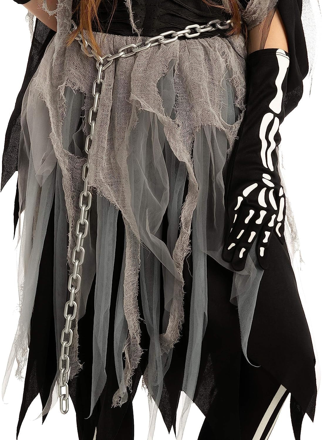 Girl Grim Reaper Costume with Gloves and Tights Glow in the Dark, Scary Halloween Costume