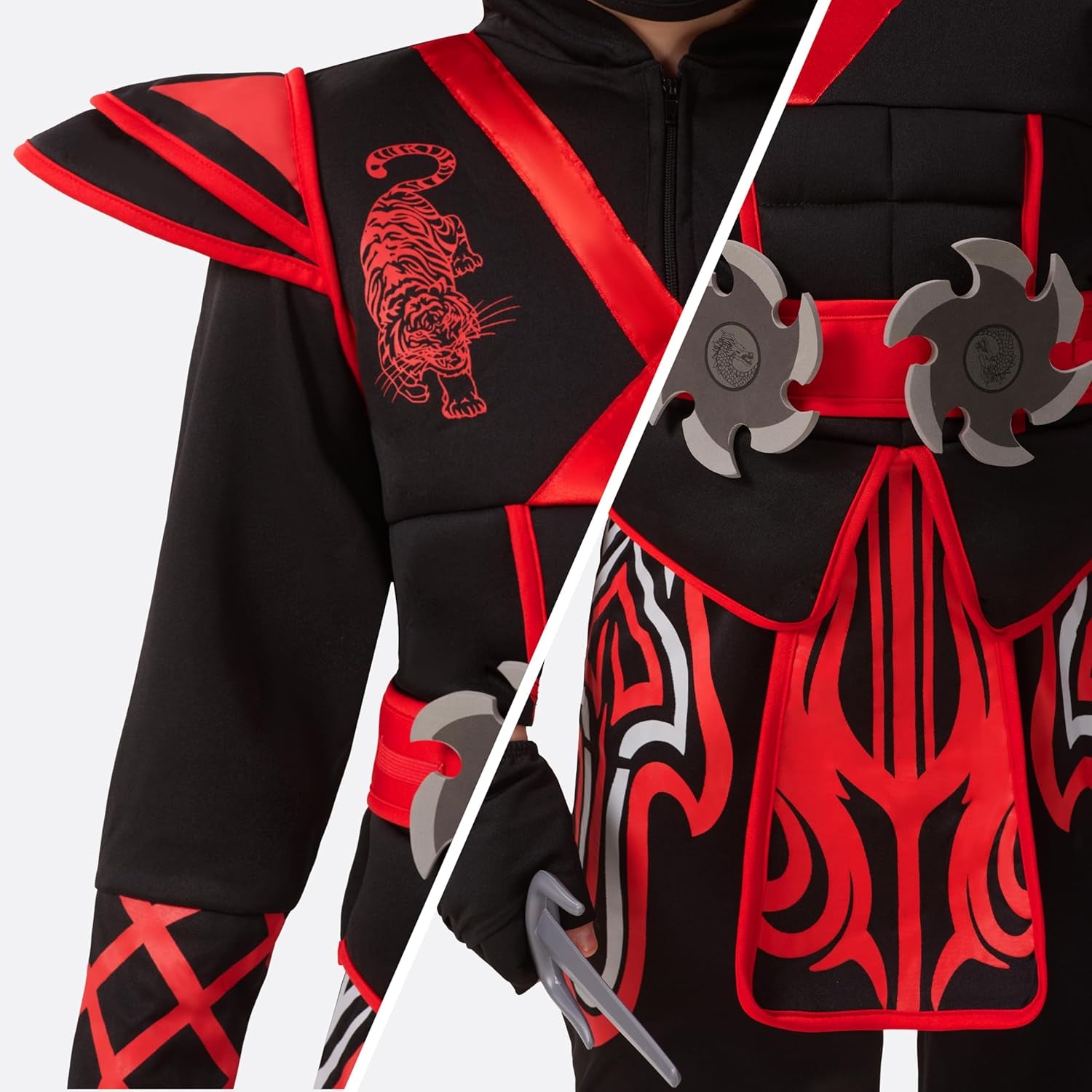 Red Ninja Costume for Kids, Boys Halloween Dress up Party, Ninja Role Playing